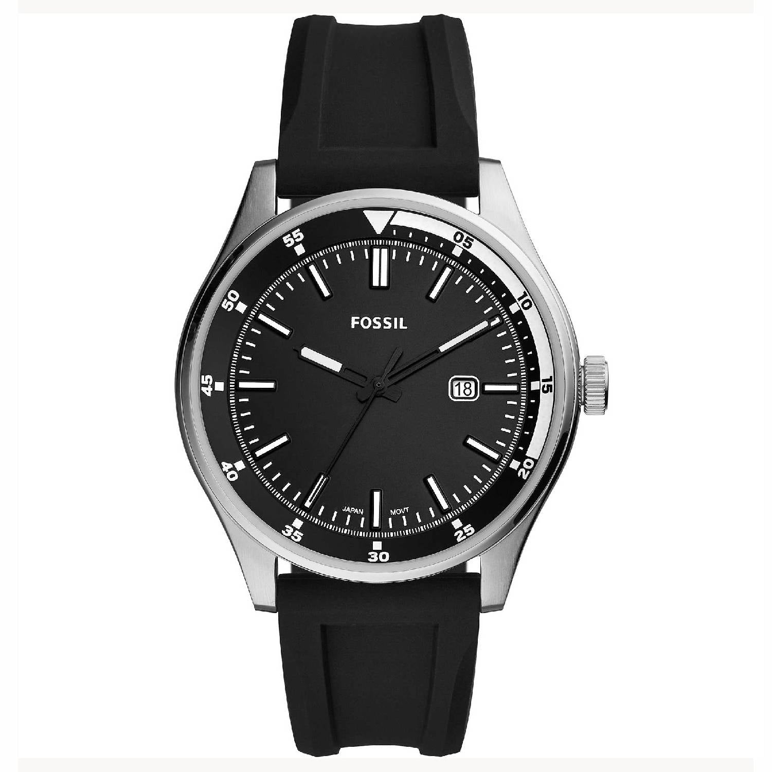 Orologio Uomo Acciaio Fossil Solo Tempo Quarzo Data Belmar Nero FS5535