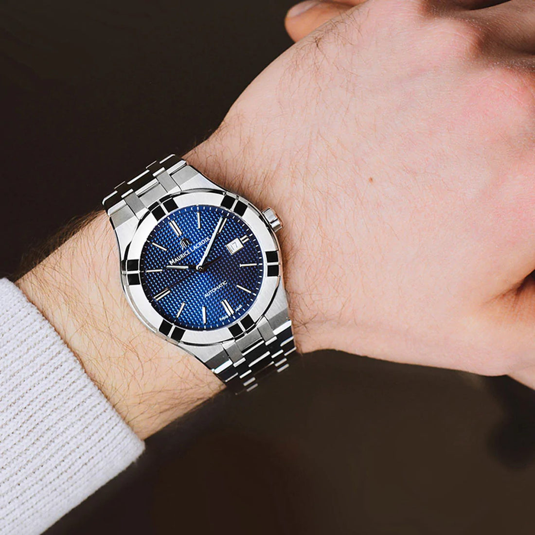 Orologio Uomo Maurice Lacroix Aikon Data Automatico Blu AI6007-SS002-430-1