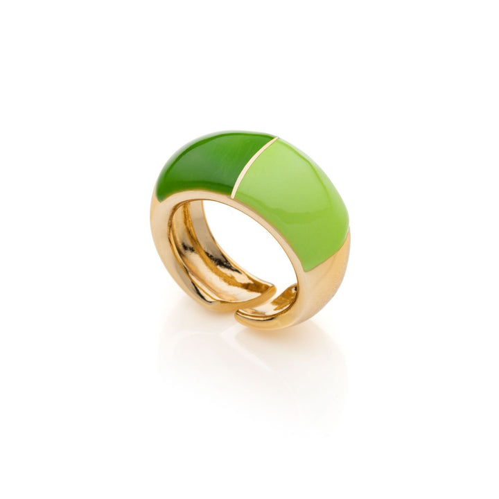 Anello Donna Unoaerre Bronzo Dorato Con Smalto Verde 525636
