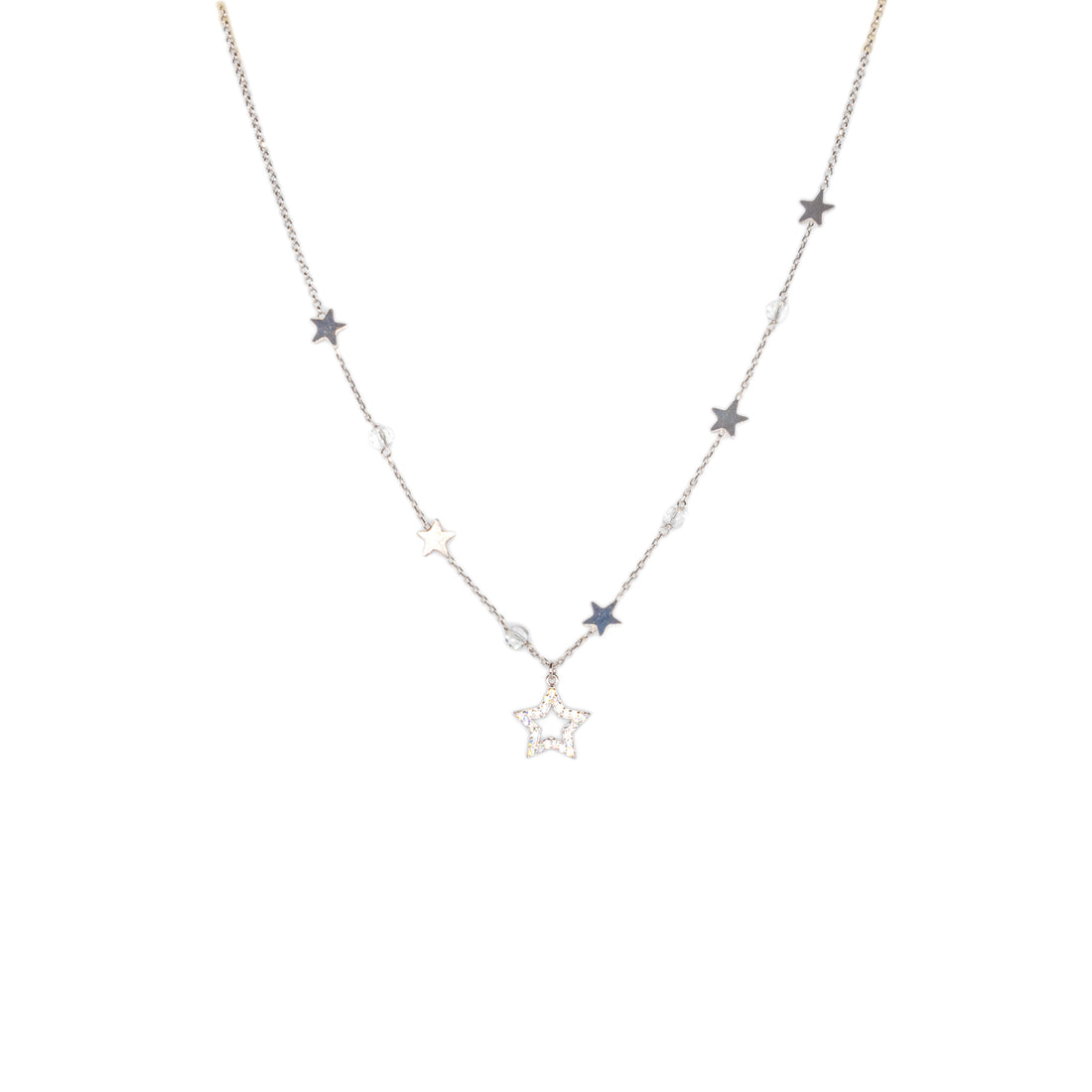 Collana Donna Re Mida Argento 925 Stella Zirconi Bianchi C016