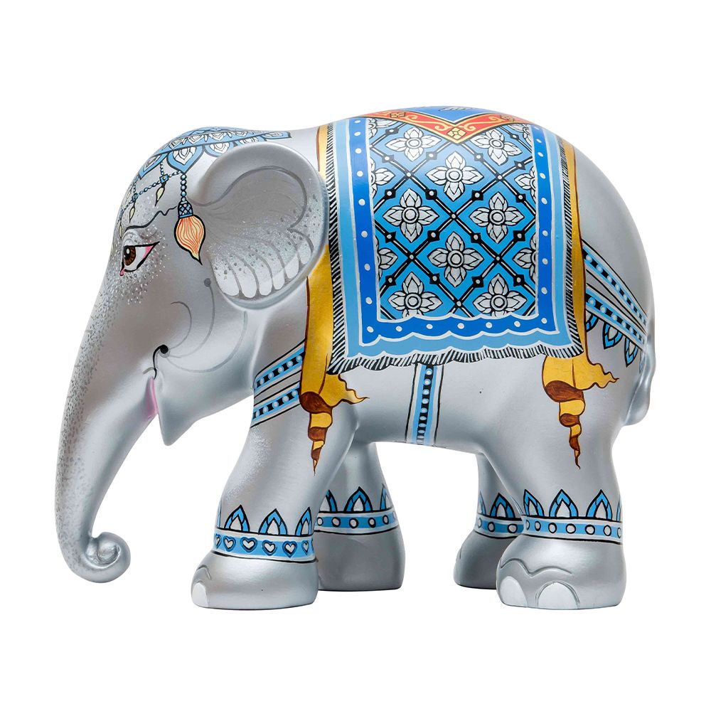 Scultura Elefante Onlylux Royal Elephant Silver 20cm Resina Dipinto A Mano 8858831242111