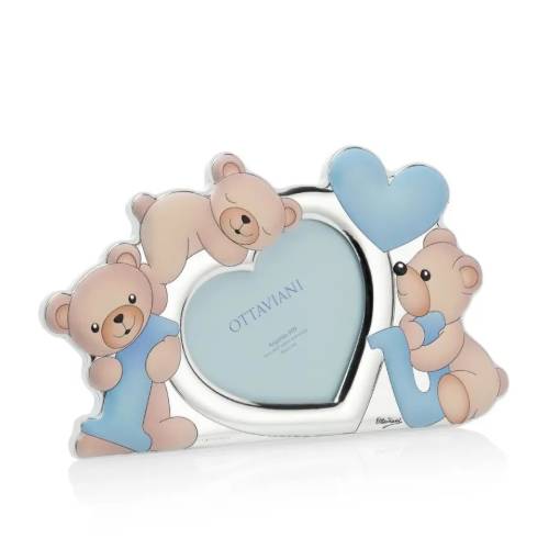Portafoto Ottaviani Argento Bimbo Orsetti Celesti 7029C