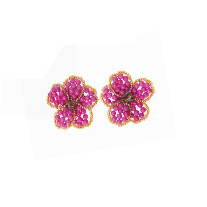Orecchini Donna Ottaviani Bronzo Argentato Cristalli Rosa Fiori 500189B