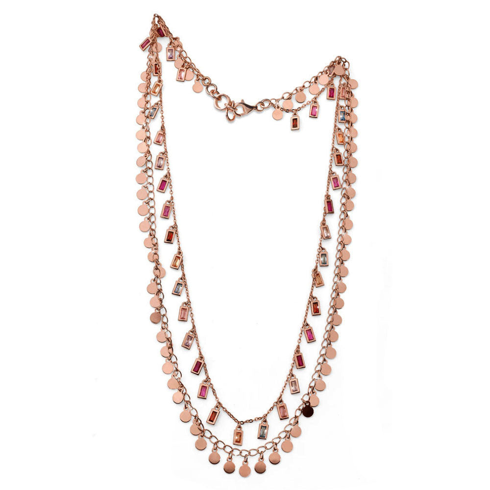 Collana Donna Maria Cristina Sterling Argento Rosè 925 Multifilo Zirconi G3942R