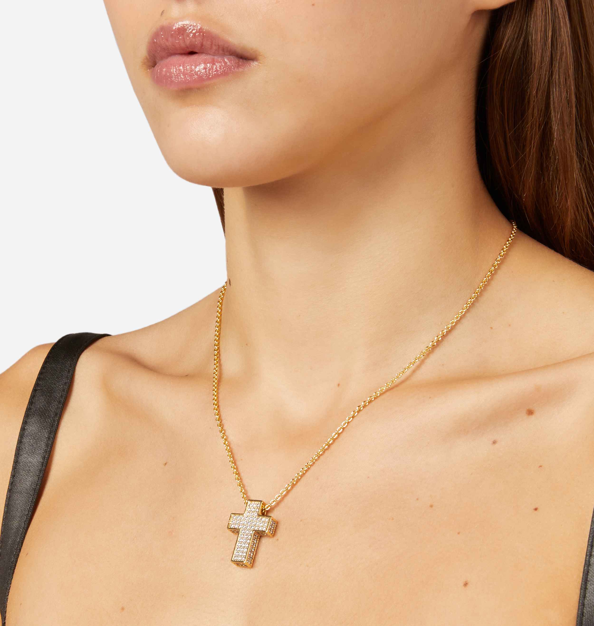 Collana Donna Chiara Ferragni Acciaio Croce Classica Zirconi Bianchi J19AWC09