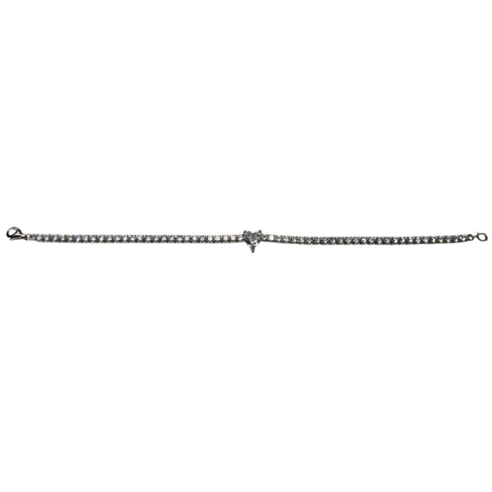 Bracciale Donna Re Mida Tennis Argento 925 Zirconi Cuore Bianco Br Djv 24