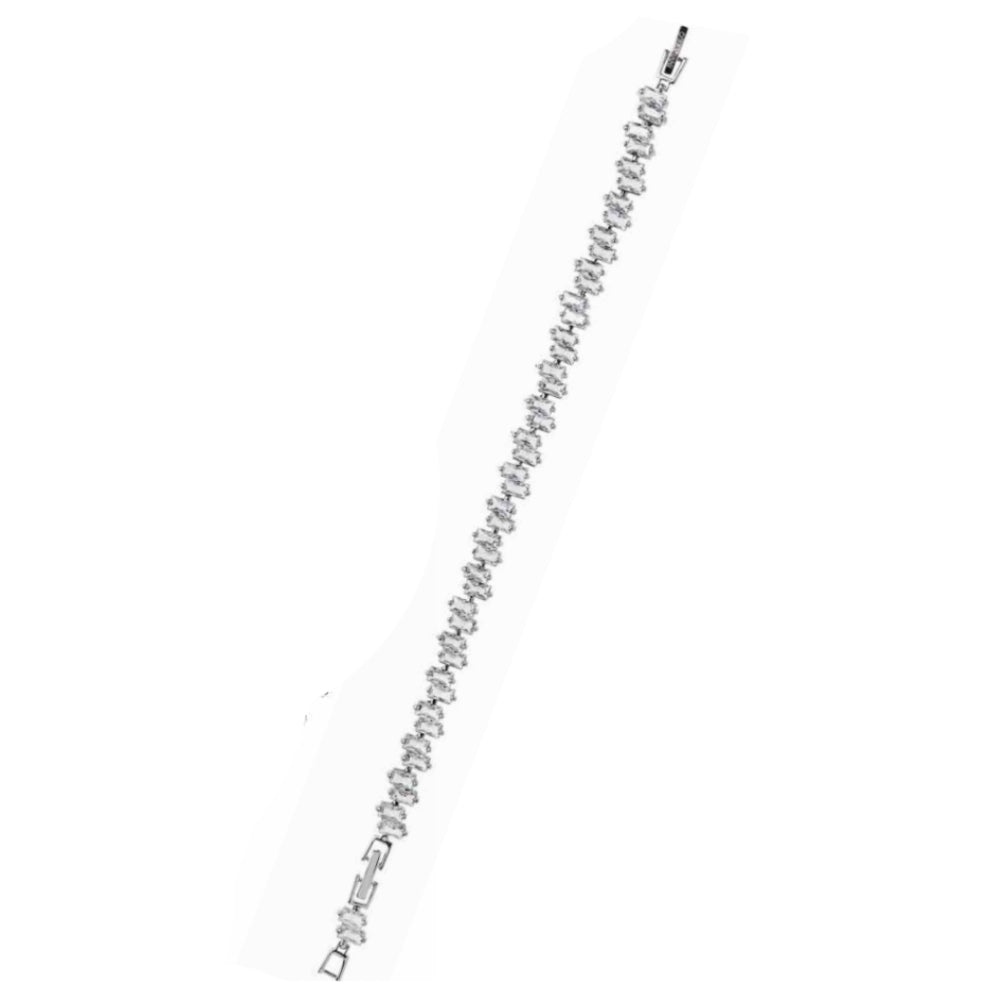 Bracciale Donna Ottaviani Bronzo Argentato Tennis Zirconi Baguette 500910B