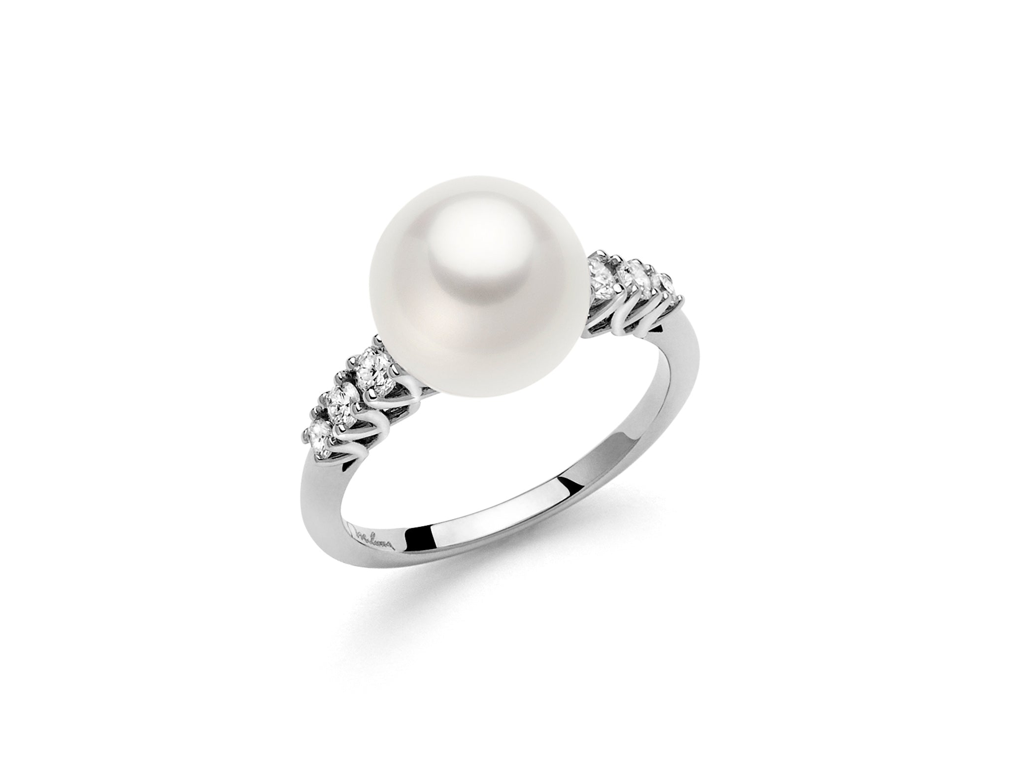 Anello Donna Miluna oro bianco 750 perle con 6 diamanti PLI1620A