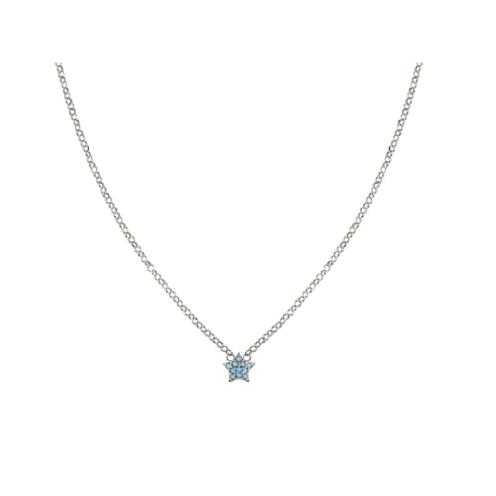 Collana Donna Kurshuni Argento 925 Stella Blu Zirconi