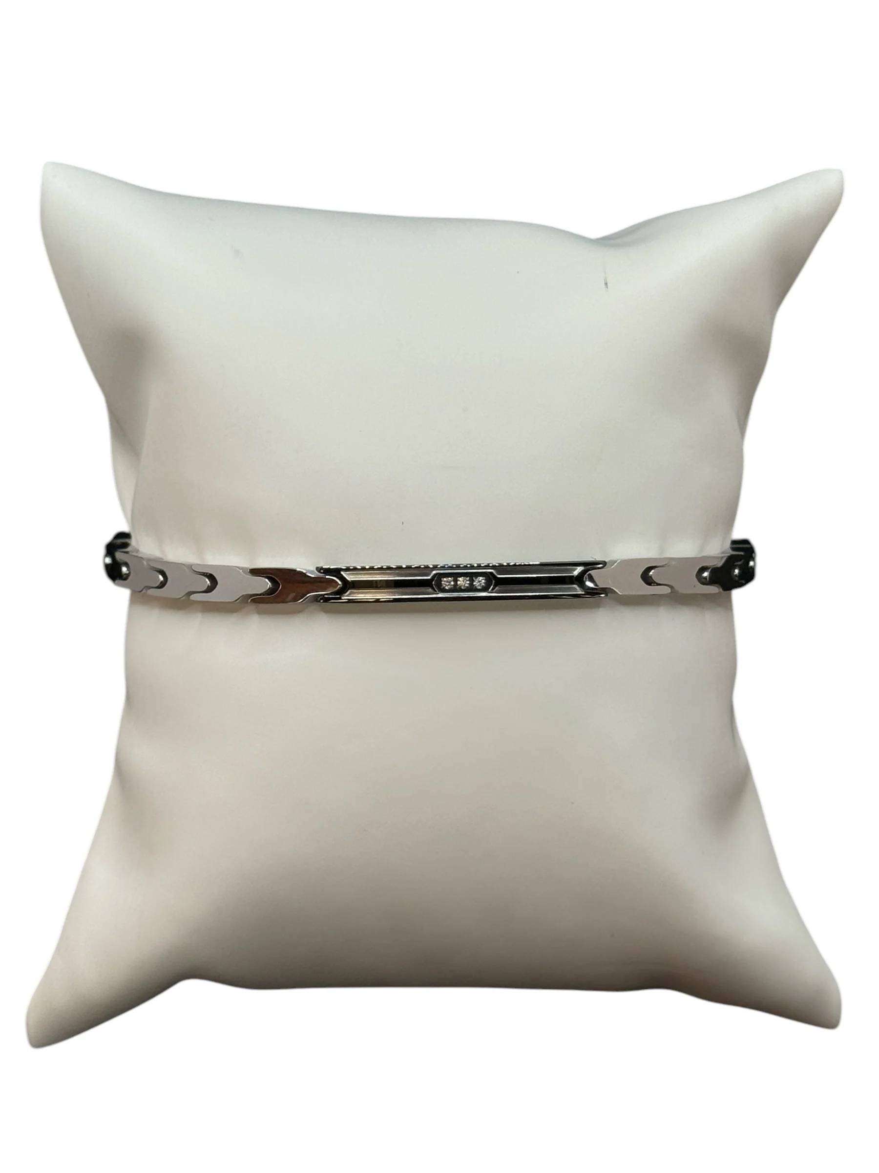 Bracciale Uomo Acciaio Zancan PDV  Nero con Zirconi Bianchi EHB123