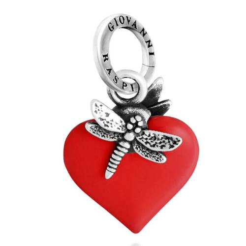 Charm Donna Giovanni Raspini Argento 925 Cuore Libellula Corallo 12460