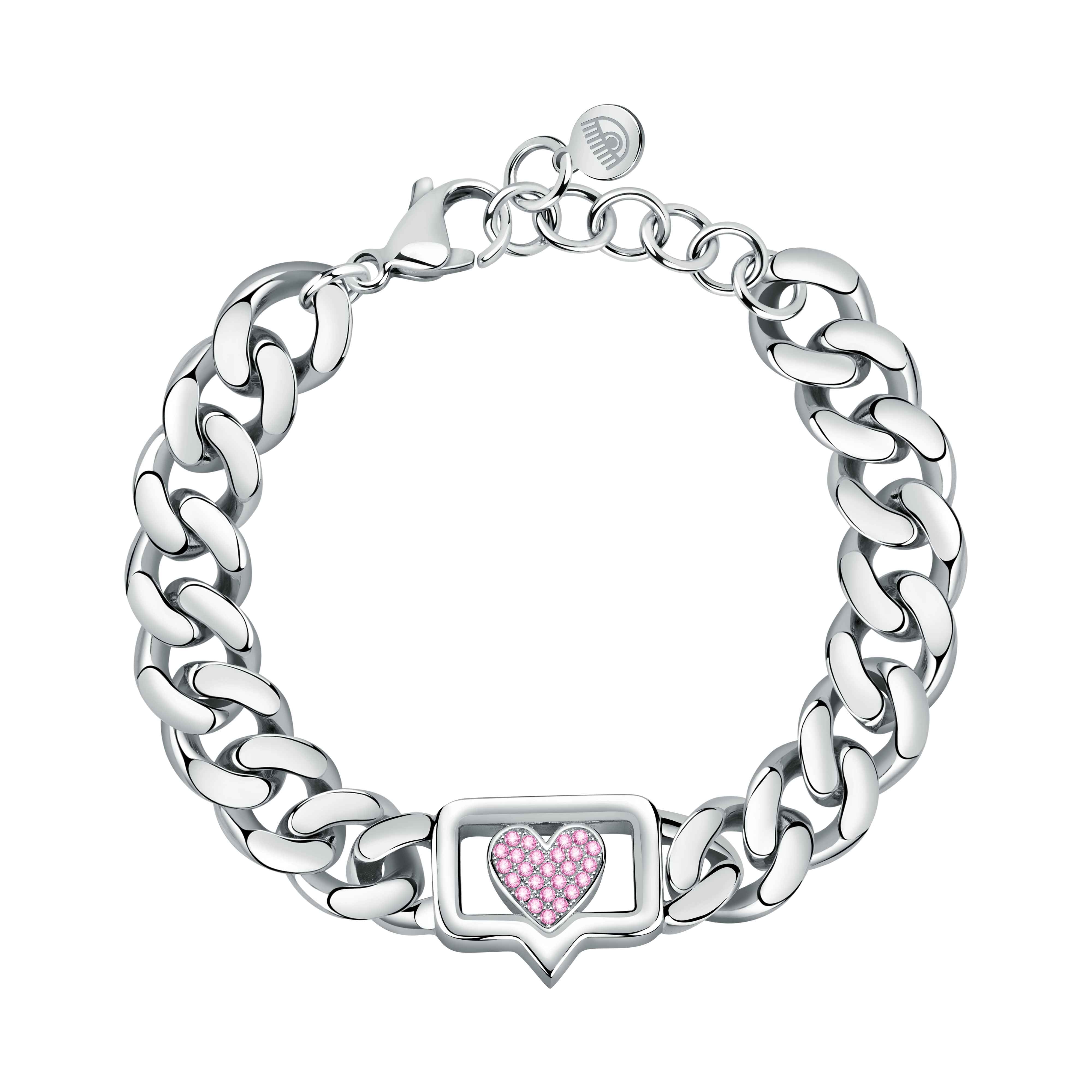 Bracciale Donna Catena Groumette Zirconi Rosa
