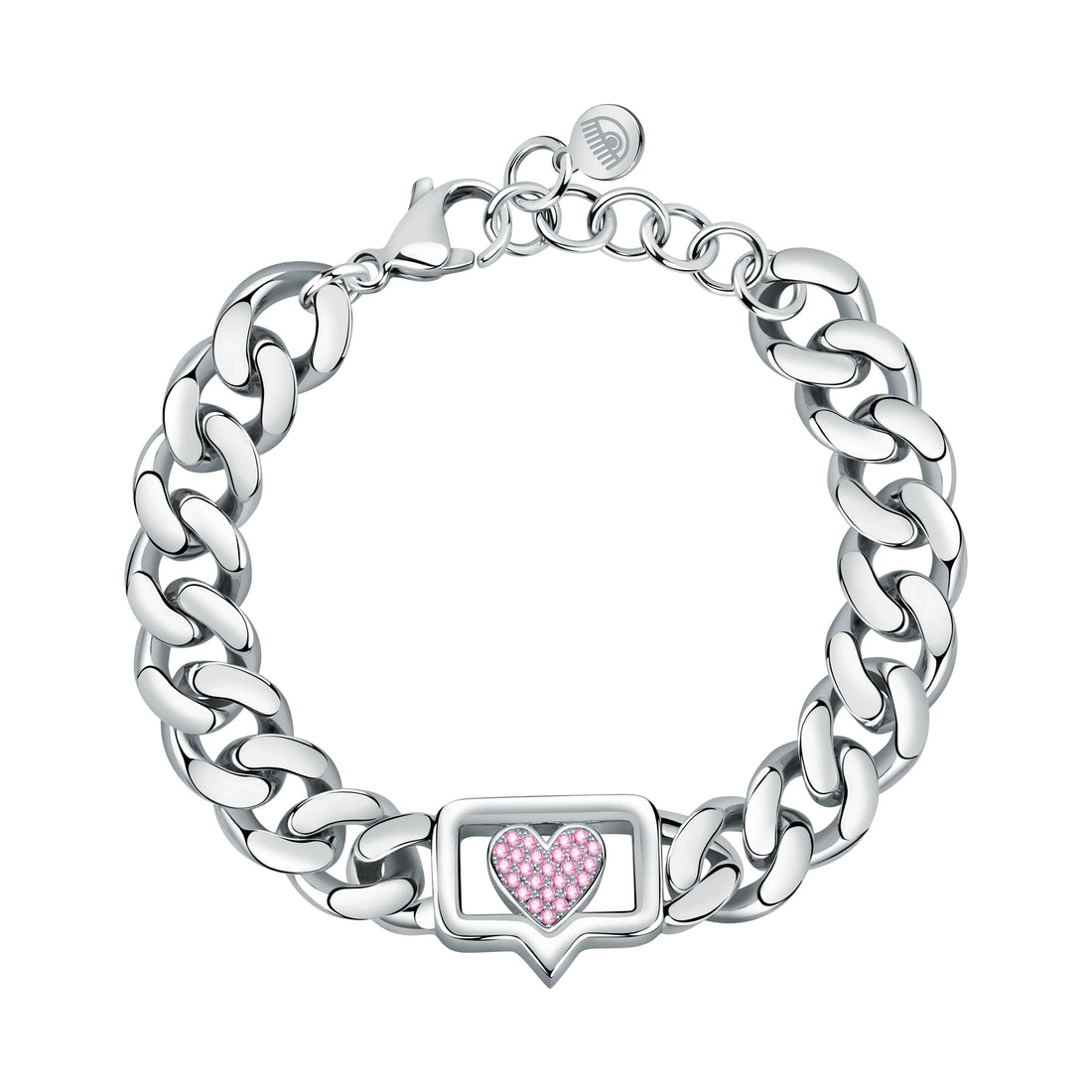 Bracciale Donna Catena Groumette Zirconi Rosa