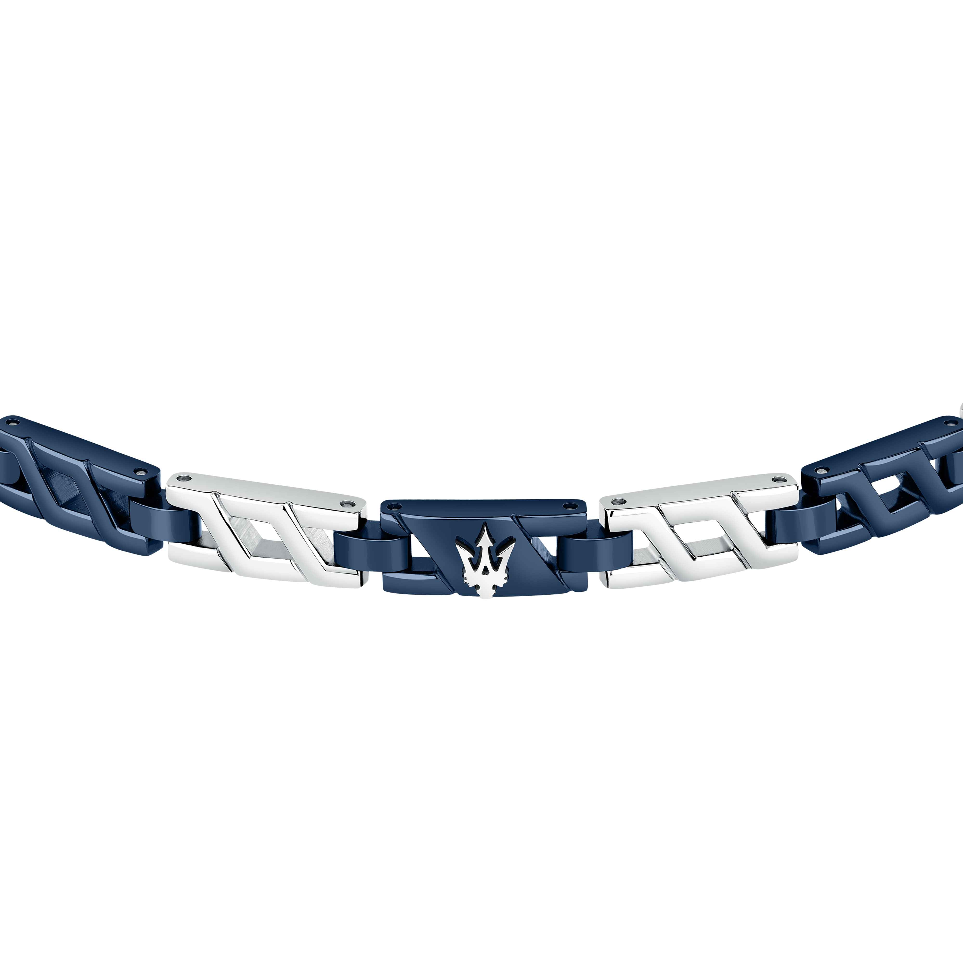 Bracciale Uomo Maserati Acciaio Catena Intrecciata PVD Blu JM523AVD31