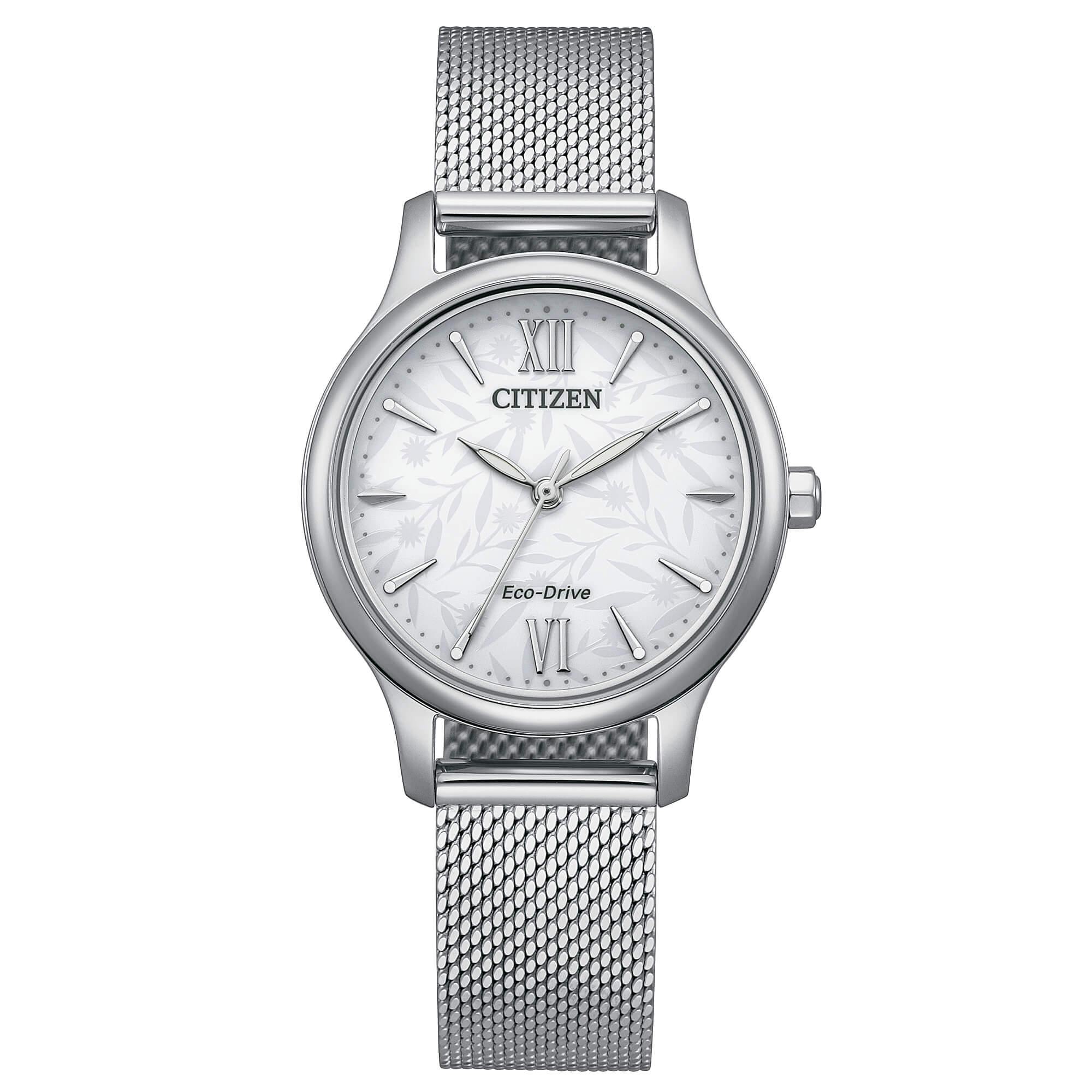 Orologio Donna Citizen Eco Drive Classic Acciaio Maglia Milano Bianco Fiori EM0899-81A