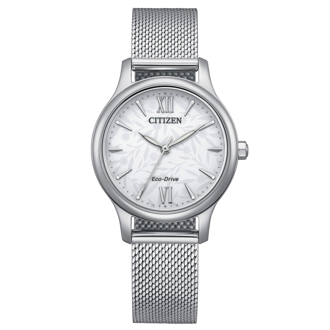 Orologio Donna Citizen Eco Drive Classic Acciaio Maglia Milano Bianco Fiori EM0899-81A