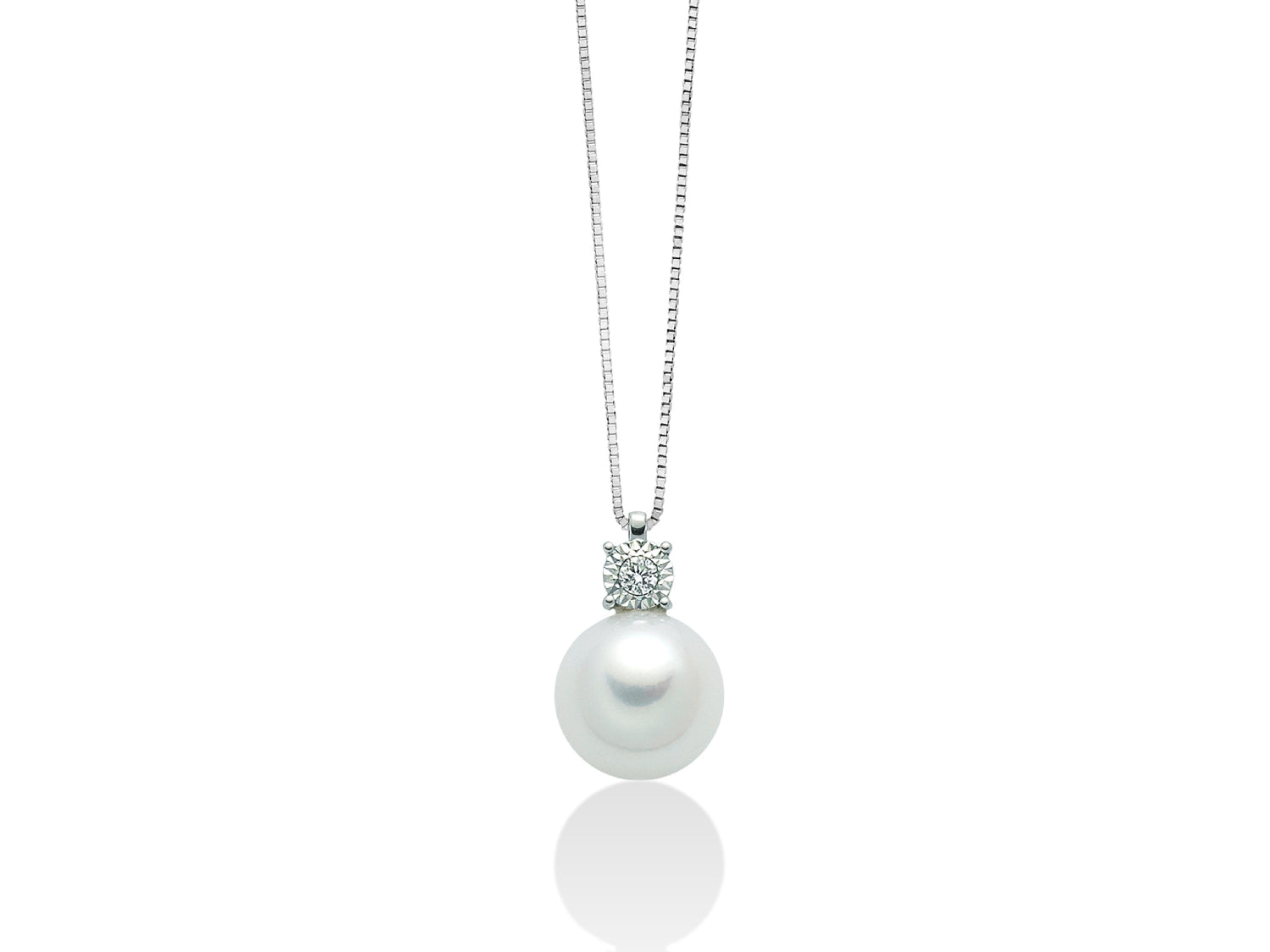 Collana Donna Miluna Girocollo Oro Bianco 750 Perla 8,5-9 mm Diamanti PCL5658