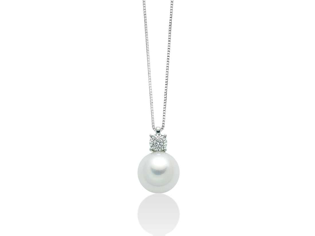 Collana Donna Miluna Girocollo Oro Bianco 750 Perla 8,5-9 mm Diamanti PCL5658