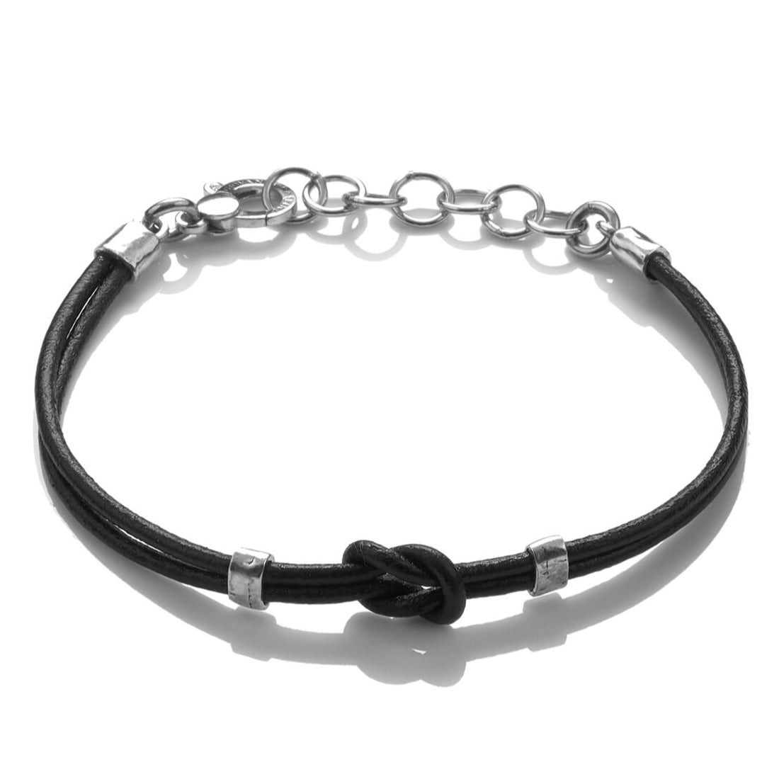 Bracciale Uomo Giovanni Raspini Argento 925 Cuoio Intrecciato Nodo Piccolo 10390