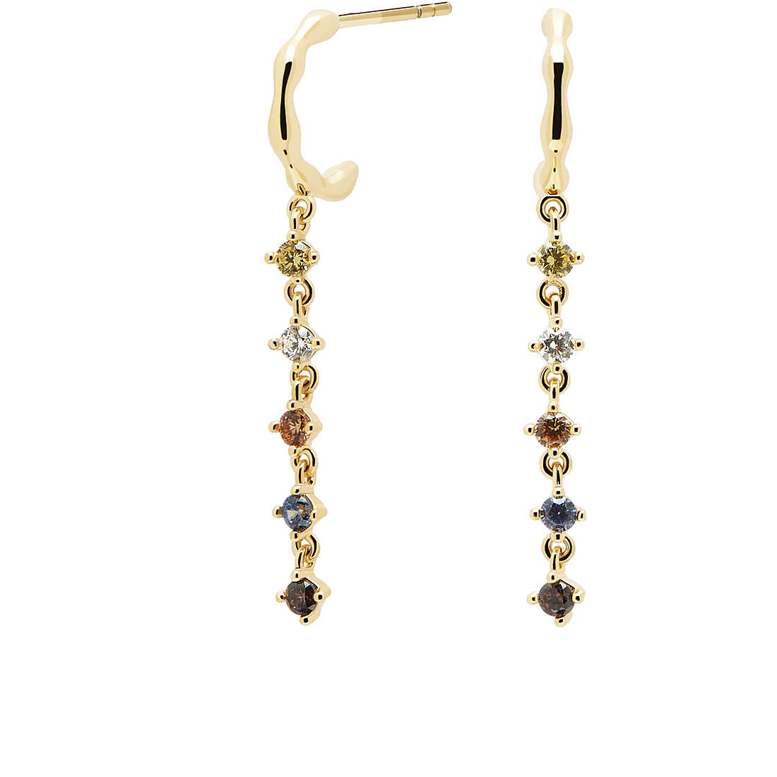 Orecchini Donna PDPaola Argento Dorato 925 Zirconi Colorati AR01-303-U