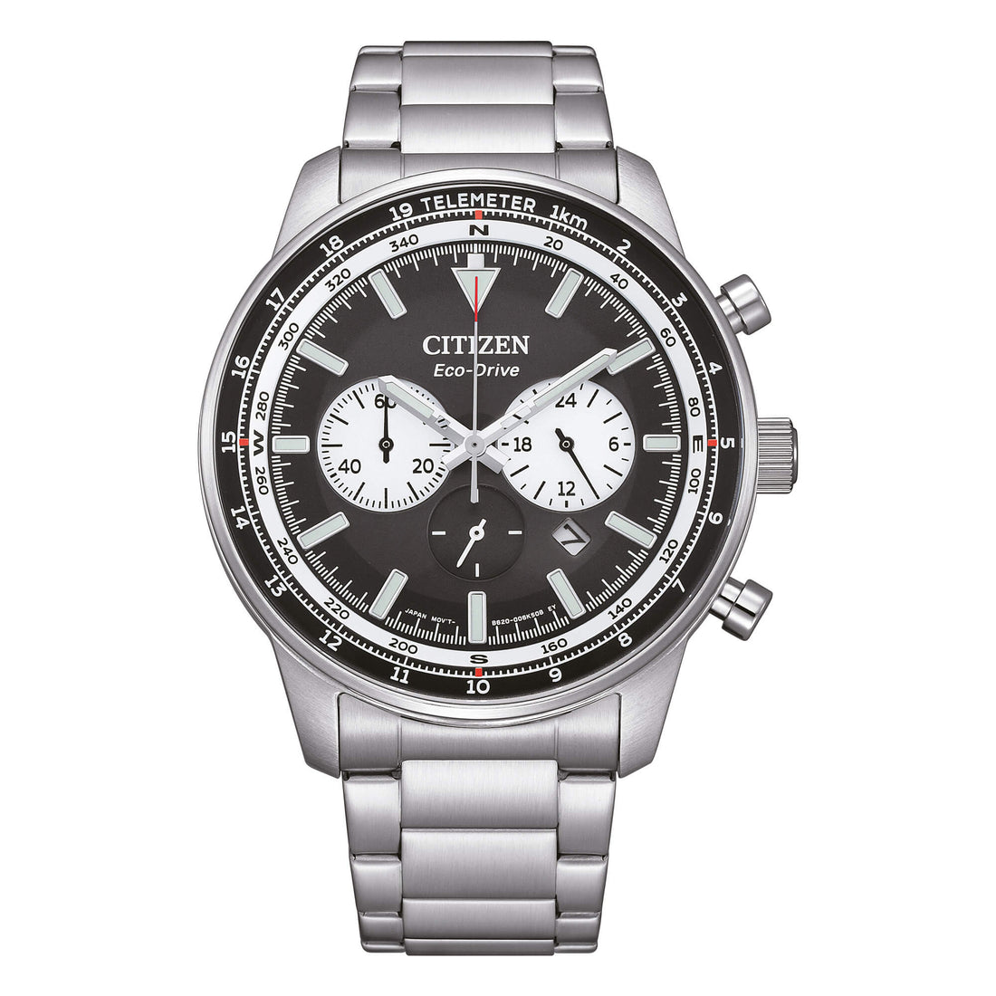 Orologio Uomo Citizen Eco-Drive Cronografo Acciaio Nero Bianco CA4500-91E
