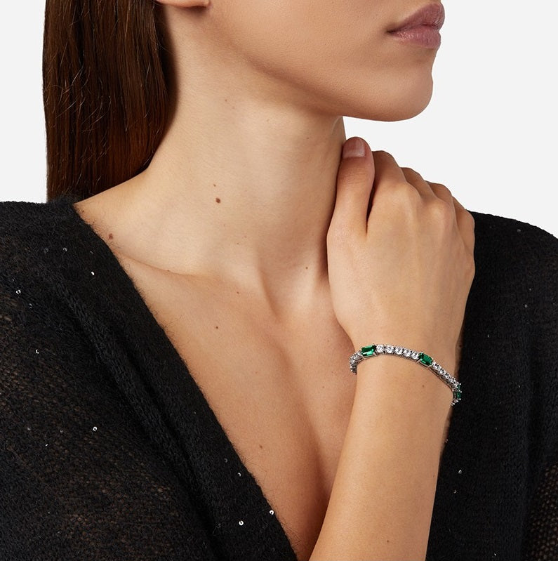 Bracciale Donna Chiara Ferragni Tennis Zirconi Bianchi e verdi J19AWJ04