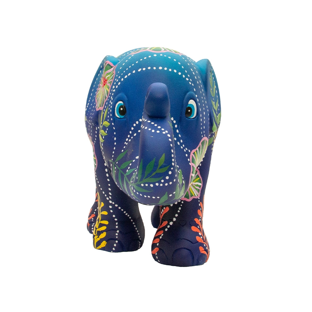 Scultura Elefante Onlylux Water Flowers 15 cm Resina Dipinto A Mano 8858831261471