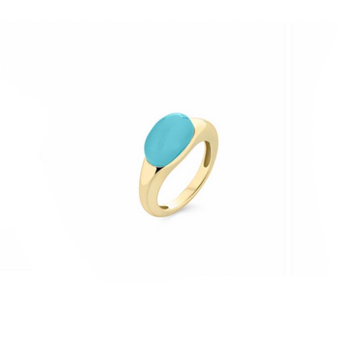 Anello Donna Sogni Argento Dorato Quarzo Ovale Neon Blu AN122GA/14