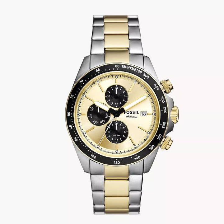 Orologio Uomo Acciaio Fossil Autocross Cronografo Quarzo Oro FS6126