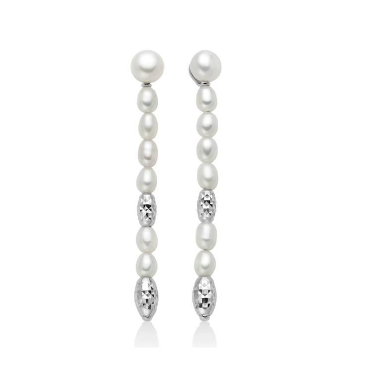 Orecchini Donna Miluna Argento Pepite Perle Pendenti PER2793B