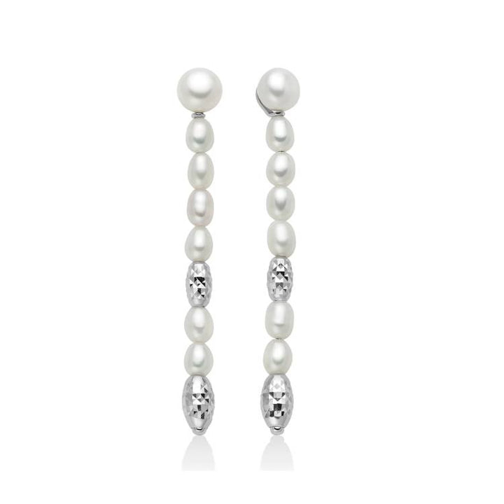 Orecchini Donna Miluna Argento Pepite Perle Pendenti PER2793B
