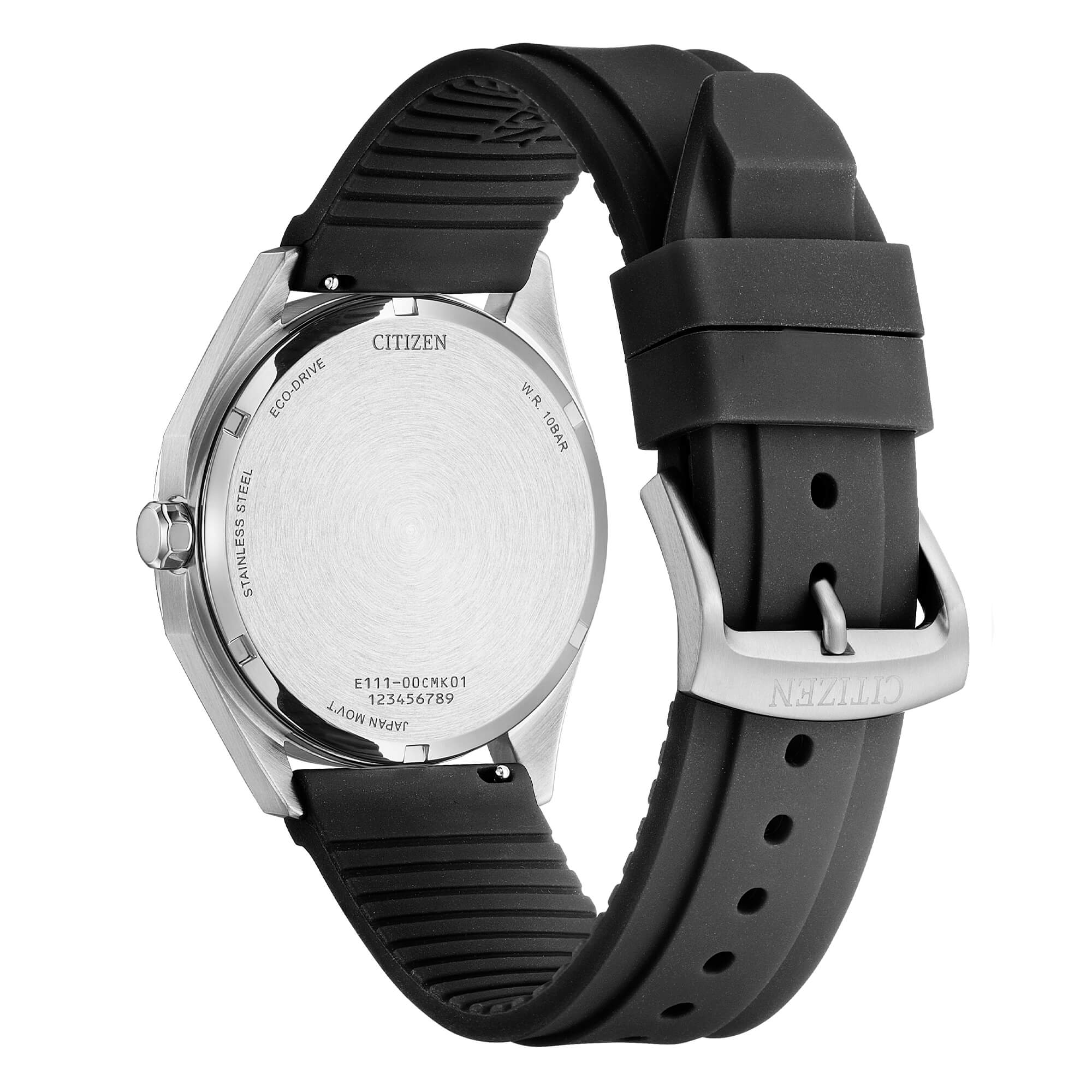 Orologio Uomo Citizen Nero Eco-Drive Solo Tempo Acciaio Gomma Data BM7631-01E