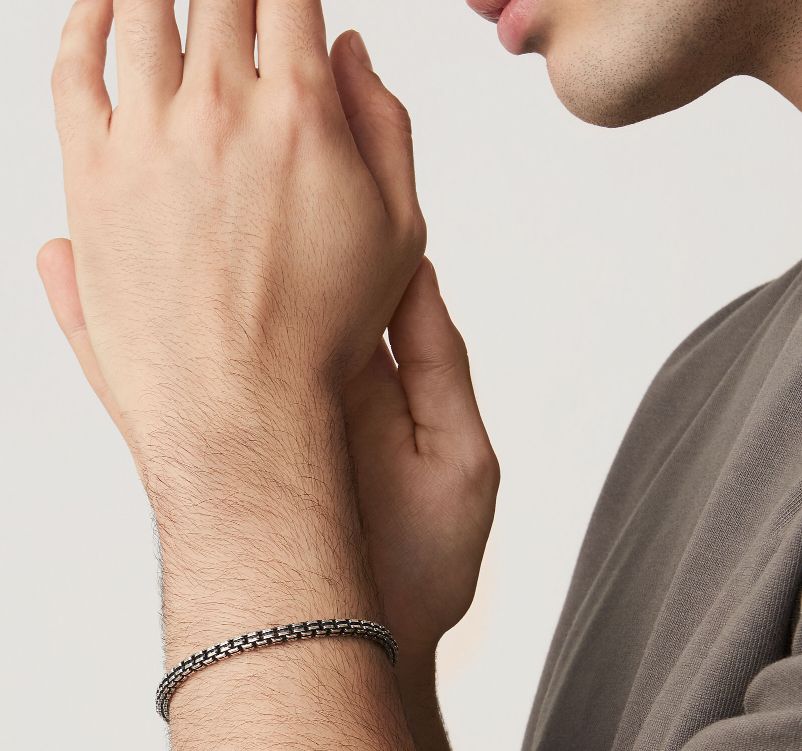 Bracciale Uomo Giovanni Raspini Argento 925 Catena Maglia Forzatina Quadrata 11659L