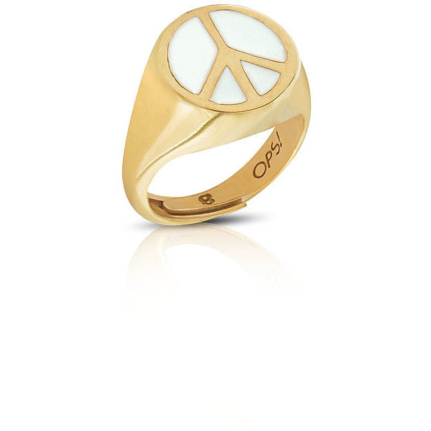 Anello Donna Ops Objects Argento 925 Chevalier Oro Smalto Bianco OPS-ICG27