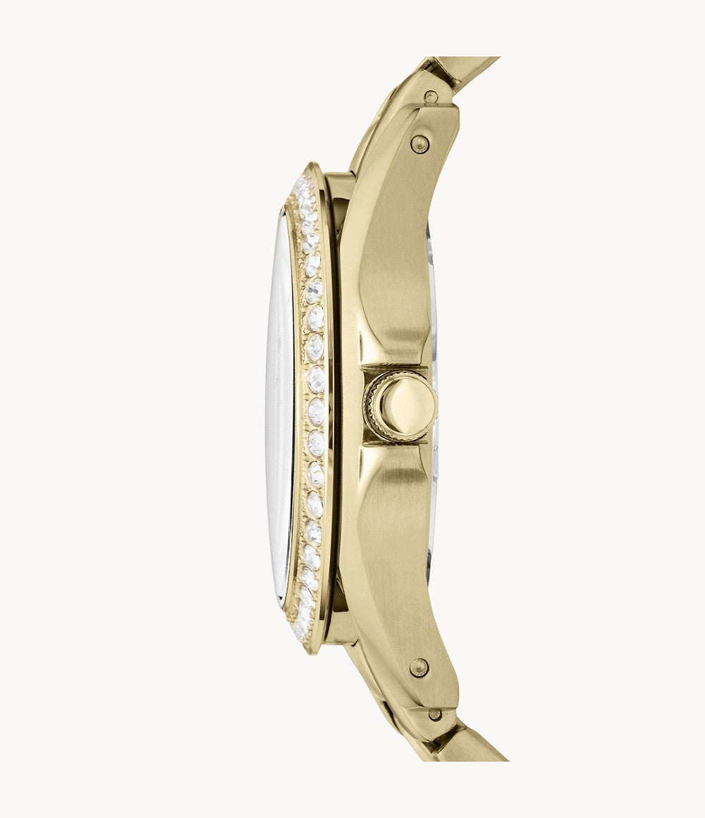 Orologio Donna Fossil Acciaio Dorato Con Ghiera Zirconata Multifunzione ES3203
