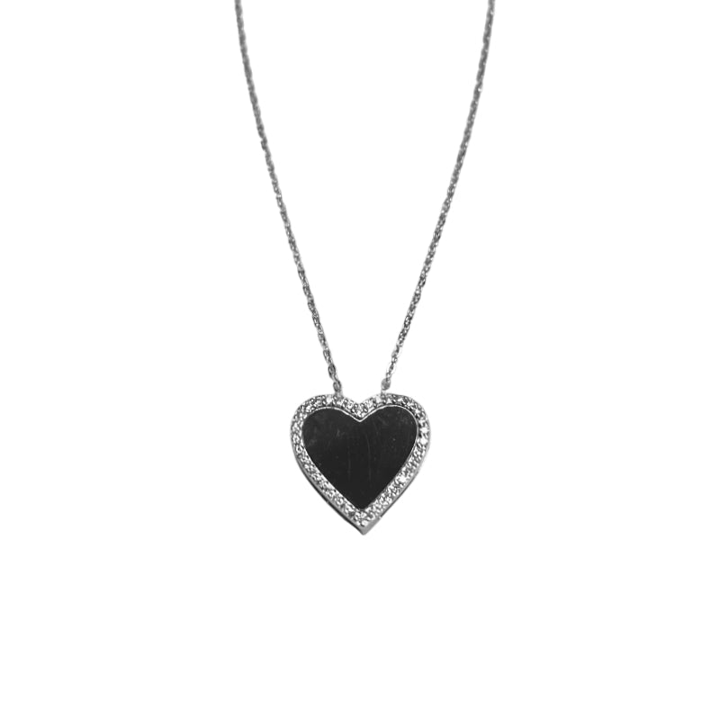 Collana Donna Re Mida Argento Cuore Grande Zirconi Bianchi CL DJV P7