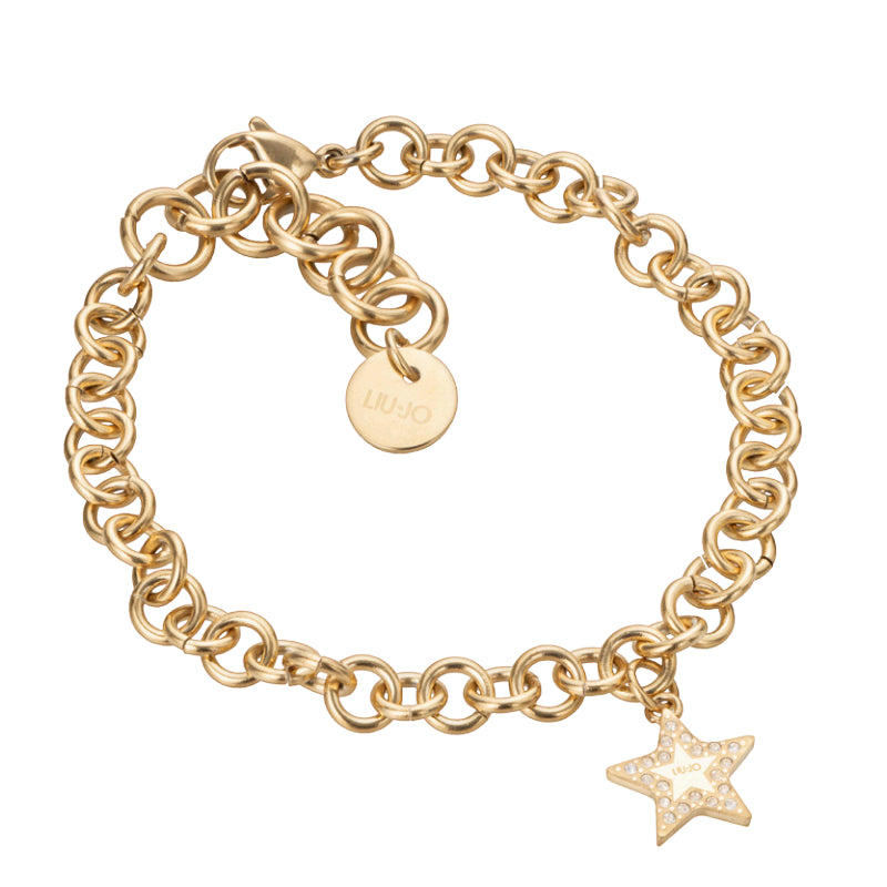 Bracciale Donna Liu Jo Acciaio Dorato Catena Stella Zirconi Bianchi LJ2196