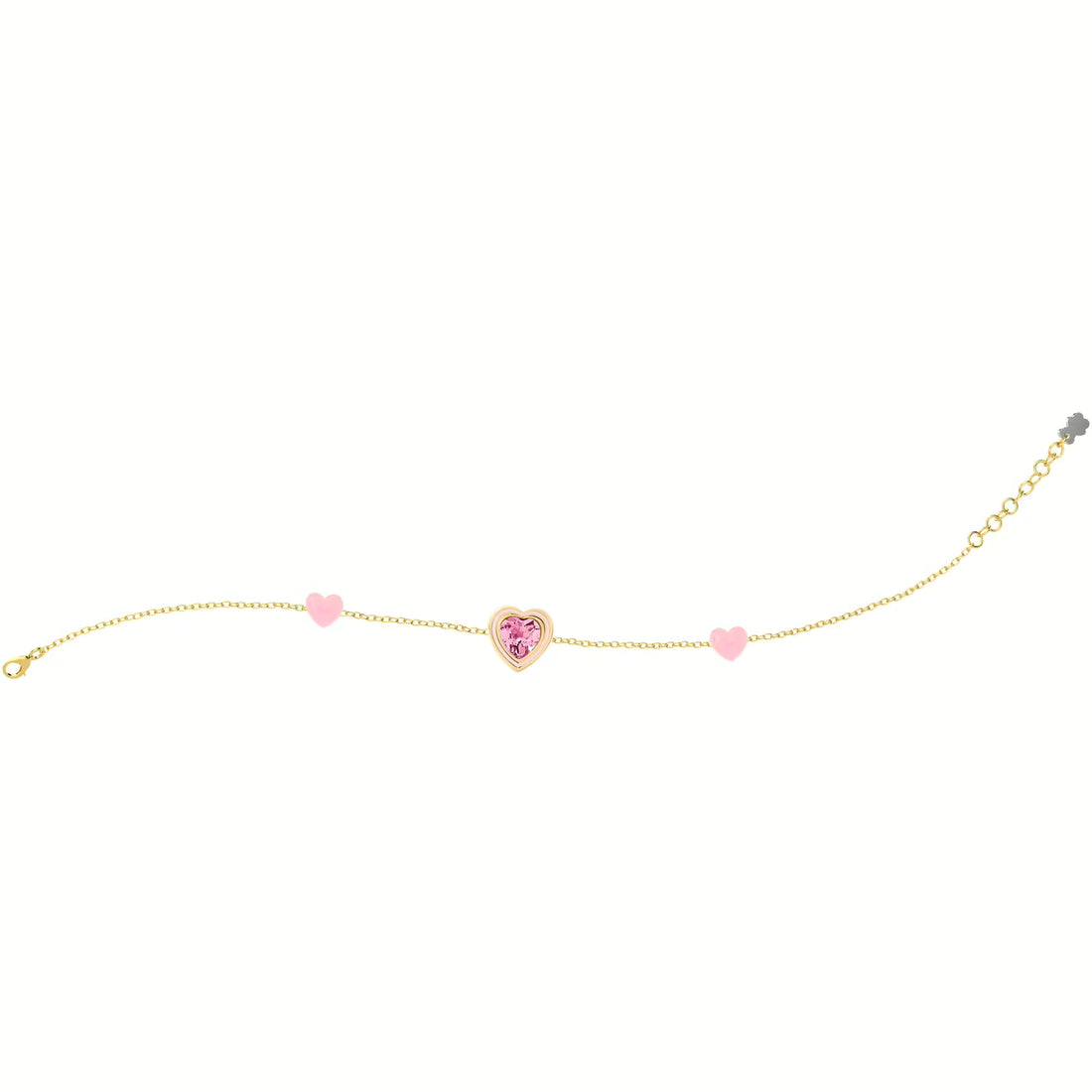 Bracciale Bambina Nanàn Argento 925 dorato con cuori smaltati rosa e zirconi NAN0462