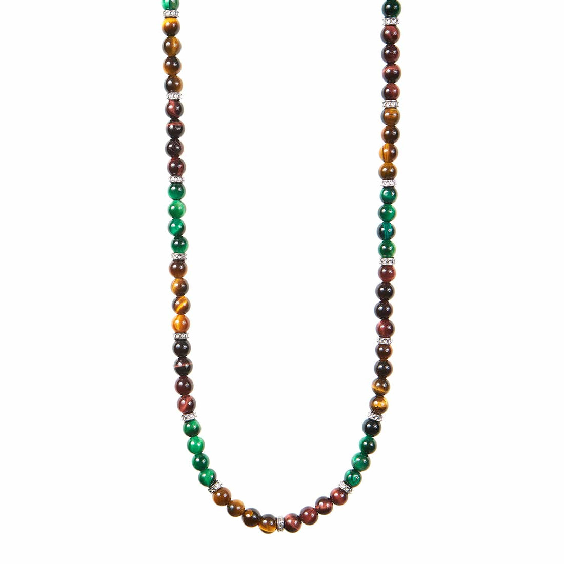 Collana Unisex Gerba Argento 925 Cotone Nero Pietra Verde Lucido Occhio di Tigre C04