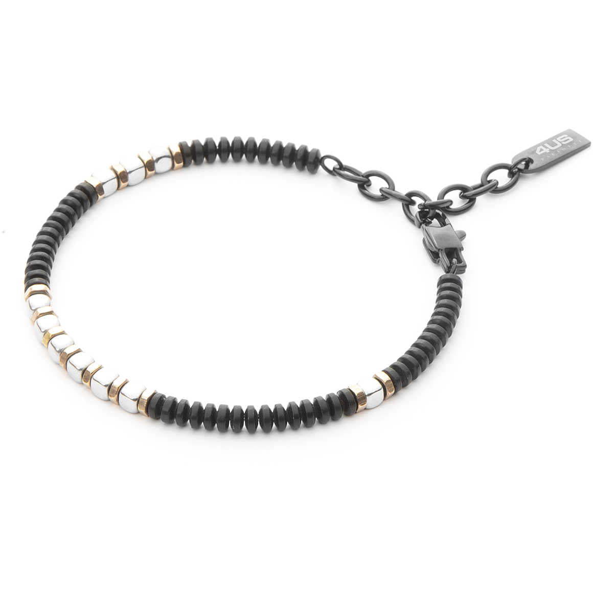 Bracciale Uomo 4US Cesare Paciotti Catena Pallini Acciaio e Acciaio Neri 4UBR4955