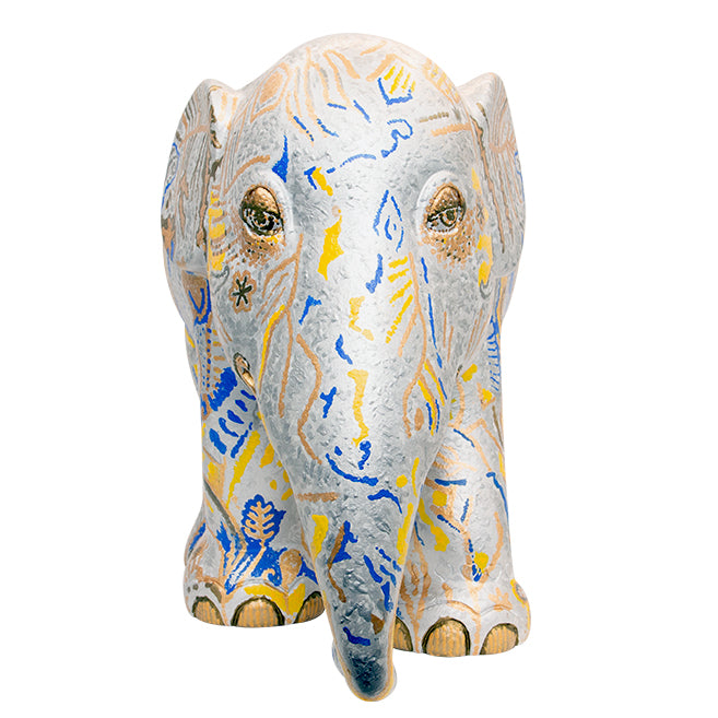 Scultura Elefante Onlylux Golden Lotus 20 cm Resina Dipinto A Mano 8858831247222