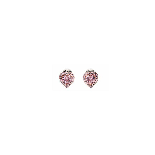 Orecchini Donna Ottaviani A Lobo Zirconi Bianchi Cuori Bronzo Rosè 500776O