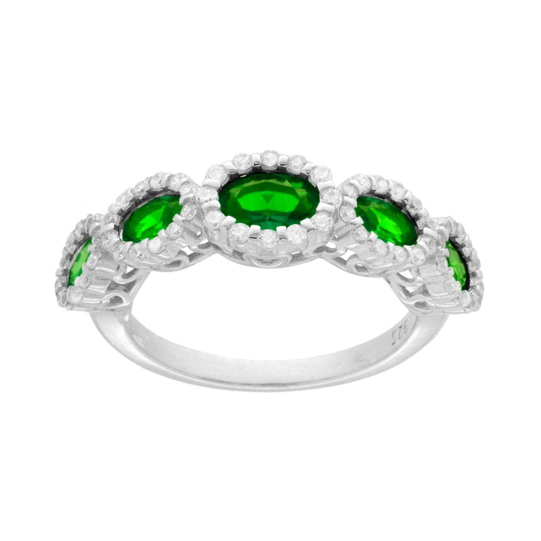 Anello Donna Re Mida Argento 925 Regolabile Zirconi Verdi Bianchi Veretta-1