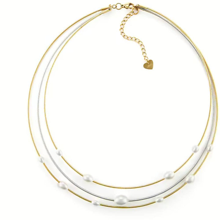 Collana Donna Acciaio rigida multifilo 4US Cesare Paciotti  Perle 4UCL6460W