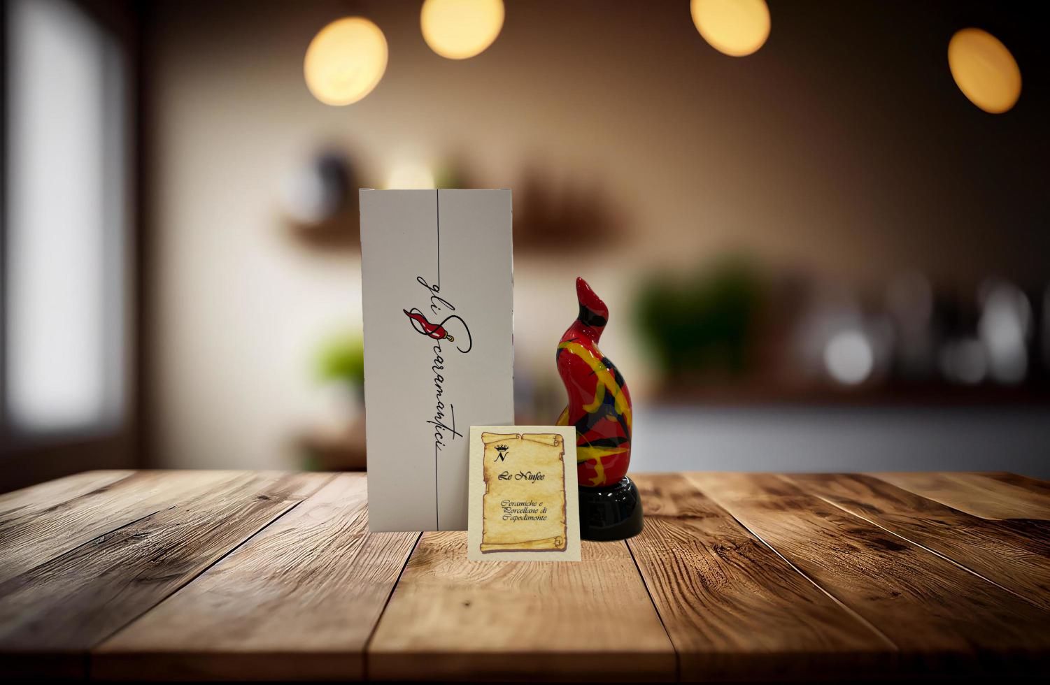 Scultura Corno Rosso Ceramica Di Capodimonte Artigianale 13 cm