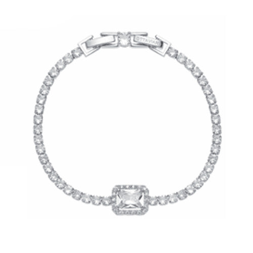 Bracciale Donna Ottaviani Bronzo Argentato Tennis Zirconi Bianchi 501078B