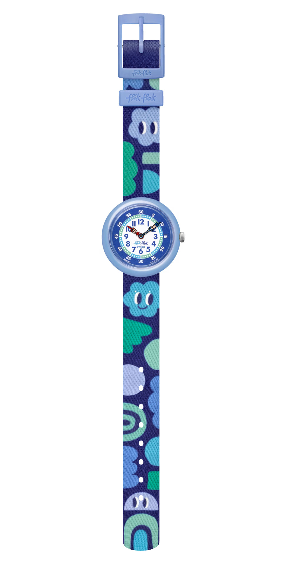 Orologio Bambino Swatch Flik Flak Smiling Clouds Blu Verde ZFBNP227
