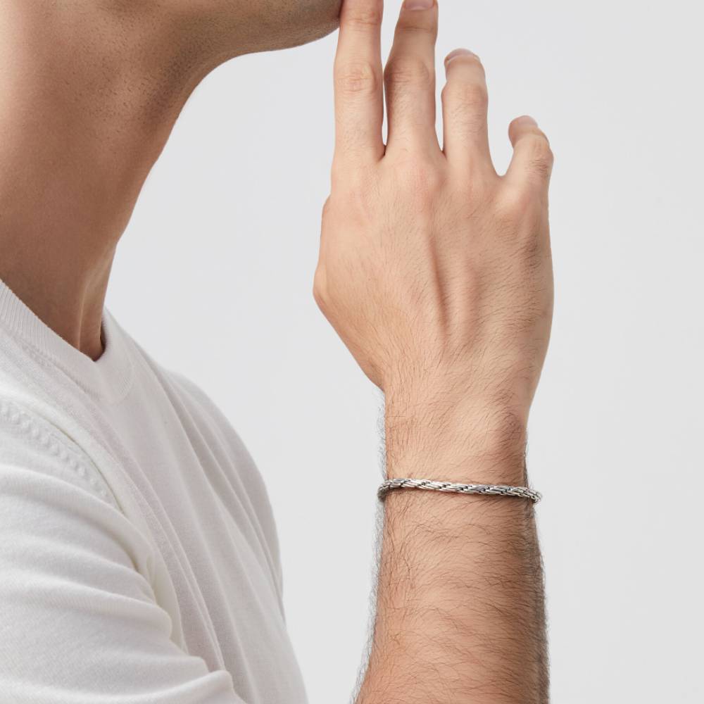 Bracciale Uomo Giovanni Raspini Argento 925 Catena Intrecciata Corda 12232