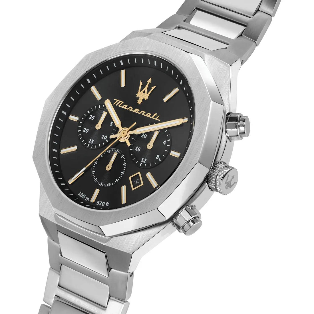Orologio Uomo Maserati Acciaio Cronografo Quarzo Nero Indici Dorati R8873642010