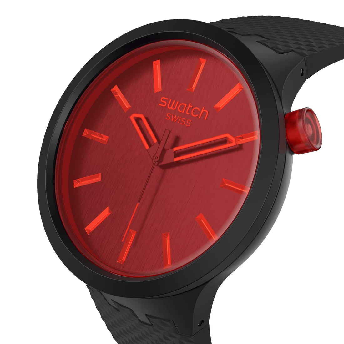 Orologio Unisex Swatch Big Bold Midnight Mode Quarzo Rosso Nero SB05B111